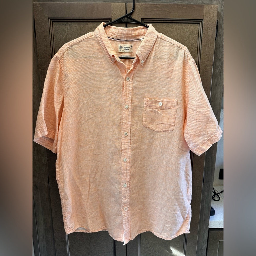 Weatherproof Men's Light Peach/Orange Button Down Shirt size XL
